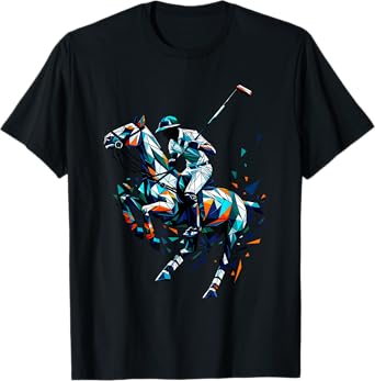 Polygon Art Polo Horseback Riding Horses Equestrian Horse T-Shirt