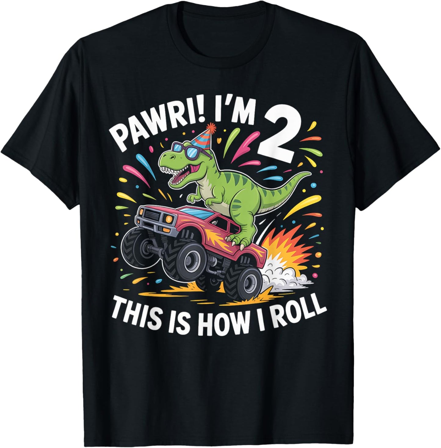 Dinosaur 2nd Birthday Pawri 2 How Roll T-Shirt