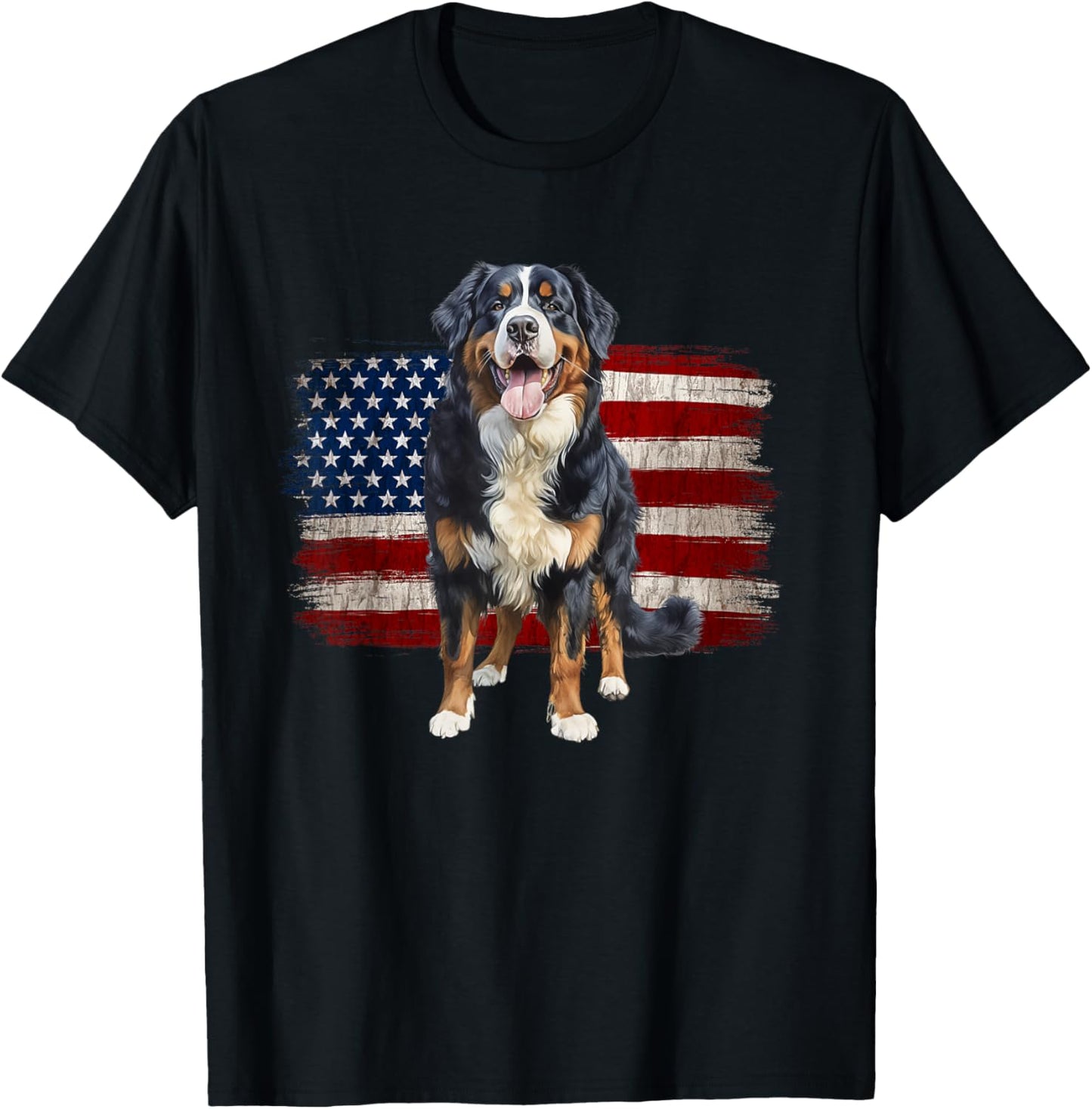 All-American Bernese Mountain Dog with USA Flag T-Shirt