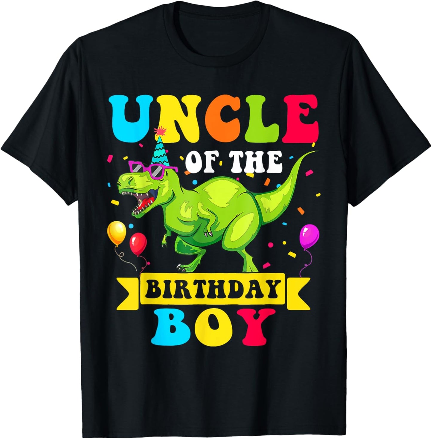 Uncle of the Birthday Boy T-Shirt Dinosaur Raptor Funny T-Shirt