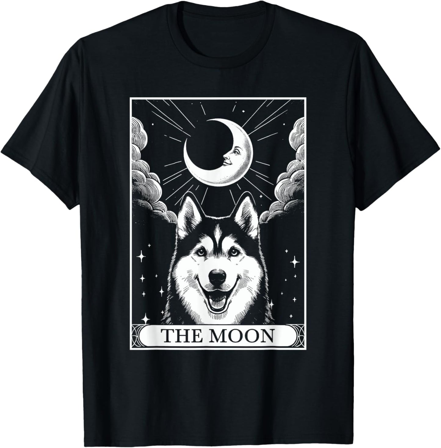 Tarot Card Vintage Crescent Moon Siberian Husky Dog Mom T-Shirt