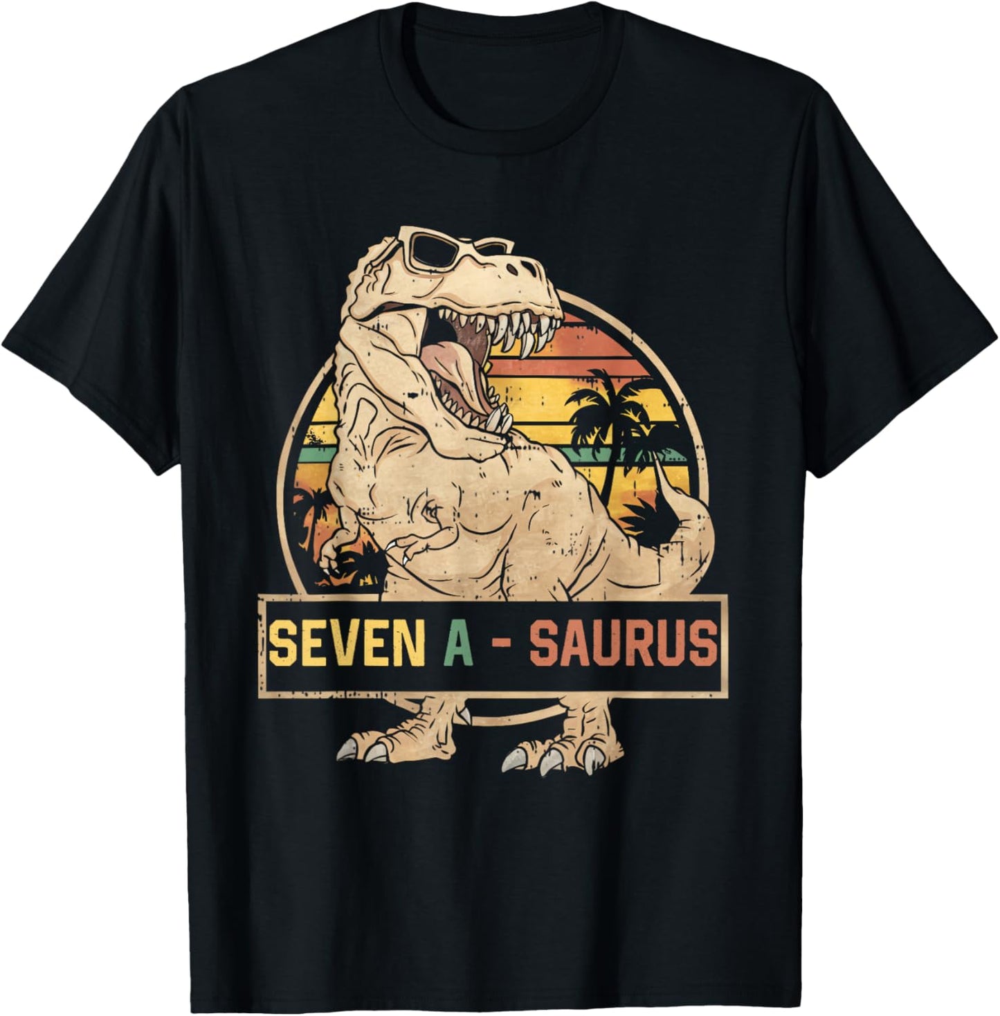 Seven a Saurus Birthday T Rex 7 Year Old Dino 7th Dinosaur T-Shirt