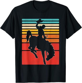 Rodeo Bucking Bronco Horse Retro Style T-Shirt