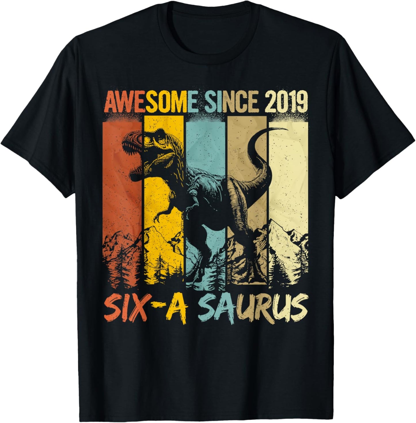 6 Year Old Dinosaur 6th Birthday T Rex Dino Six A Saurus T-Shirt