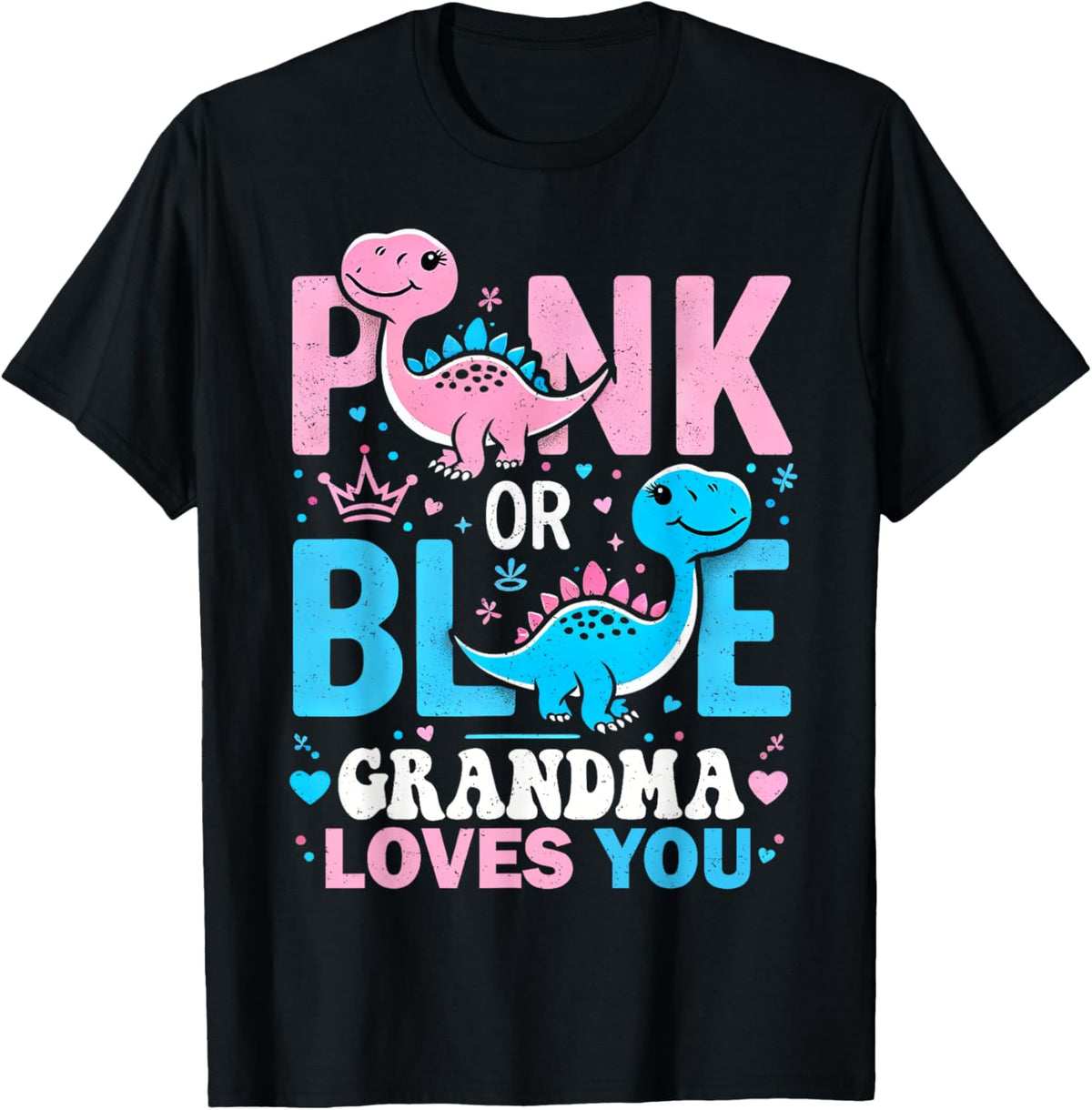 Pink or Blue Grandma Loves You Cute Dinosaur Gender Reveal T-Shirt