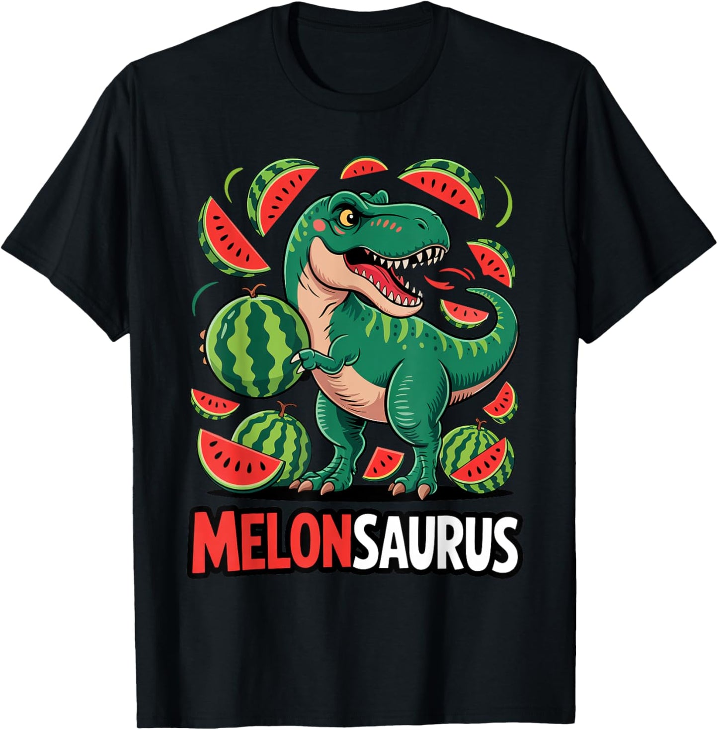 Melonsaurus Watermelon Summer T Rex Dinosaur Summer Vacation T-Shirt