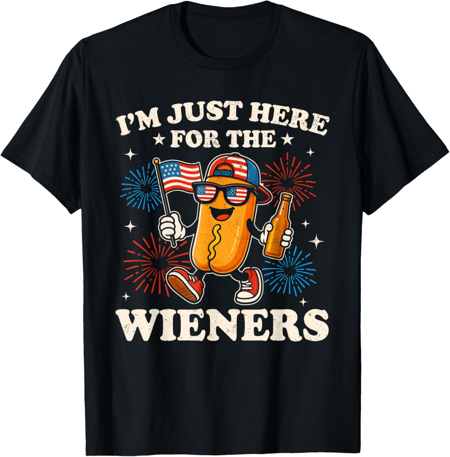 Hot Dog I'm Just Here For The Wieners 4Th Of July T-Shirt