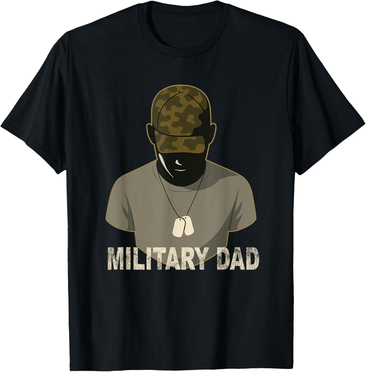 Military Dad Camo Hat and Dog Tags Camouflage Father's Day T-Shirt