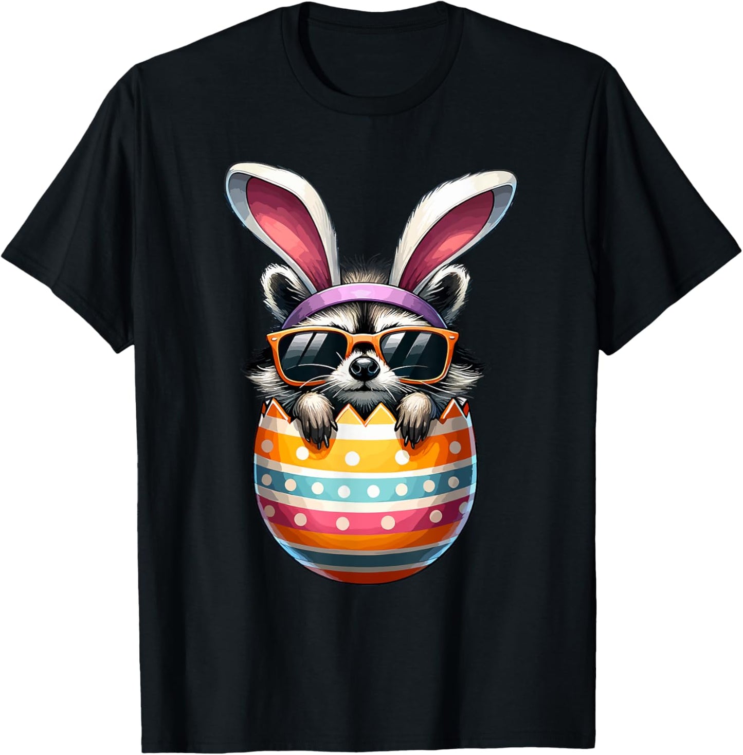 Happy Easter Cute Racoon Bunny Ears Eggs Toddler Boy Girl T-Shirt