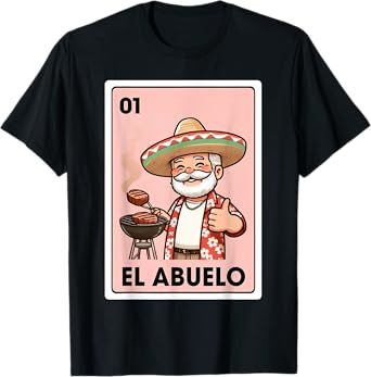 El Abuelo Grilling Grandpa Mexican Bingo Card T-Shirt