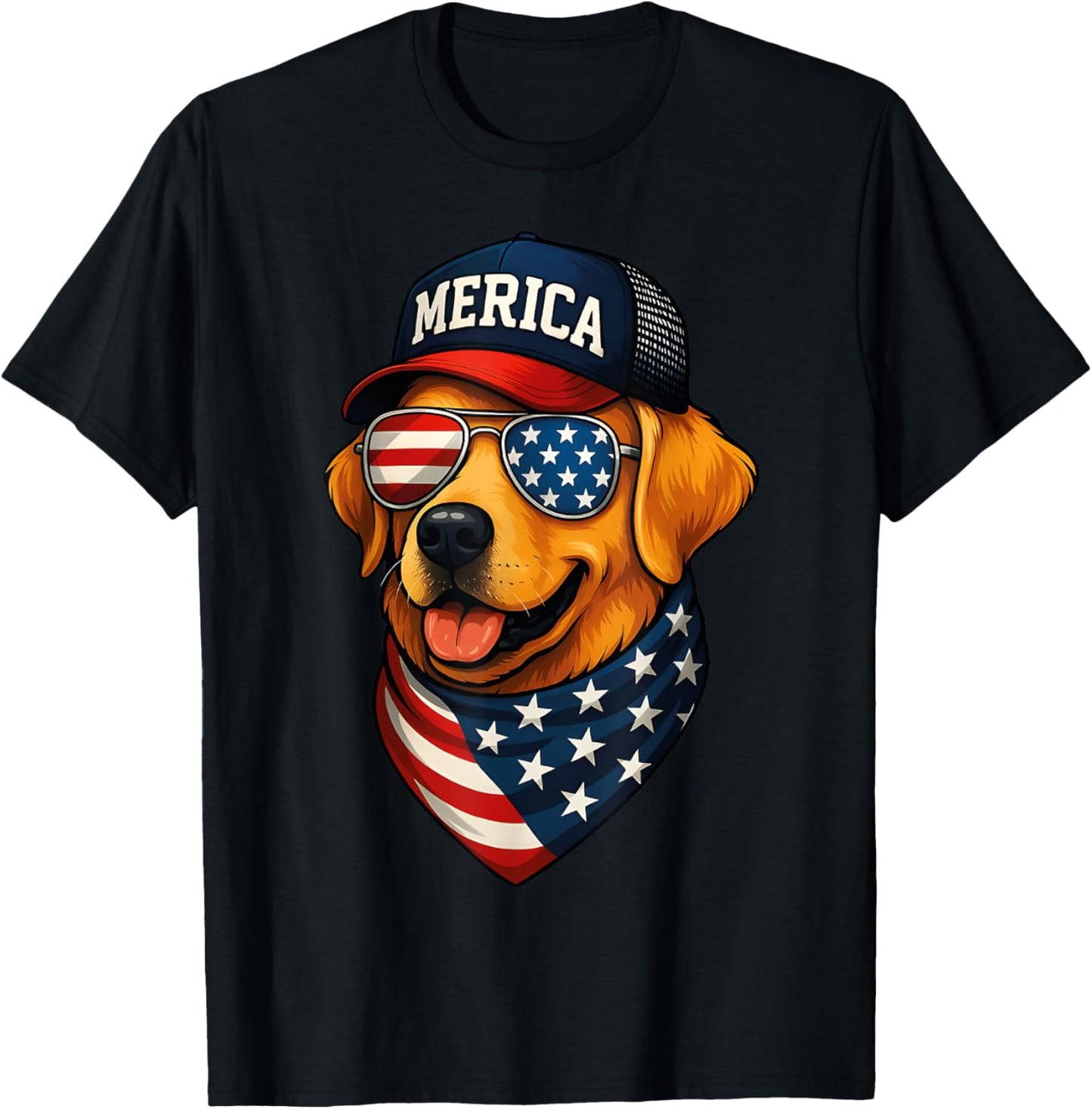 Funny Patriotic Labrador Retriever Merica Happy 4th Of July T-Shirt