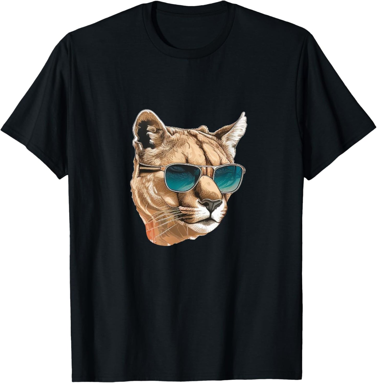Cool Wild Cat Face with Sunglasses for Cougar Lovers T-Shirt