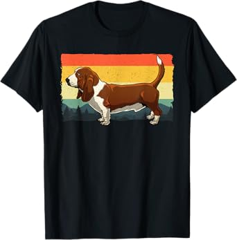 Retro Basset Hound Art For Men Women Kids Basset Hound Lover T-Shirt