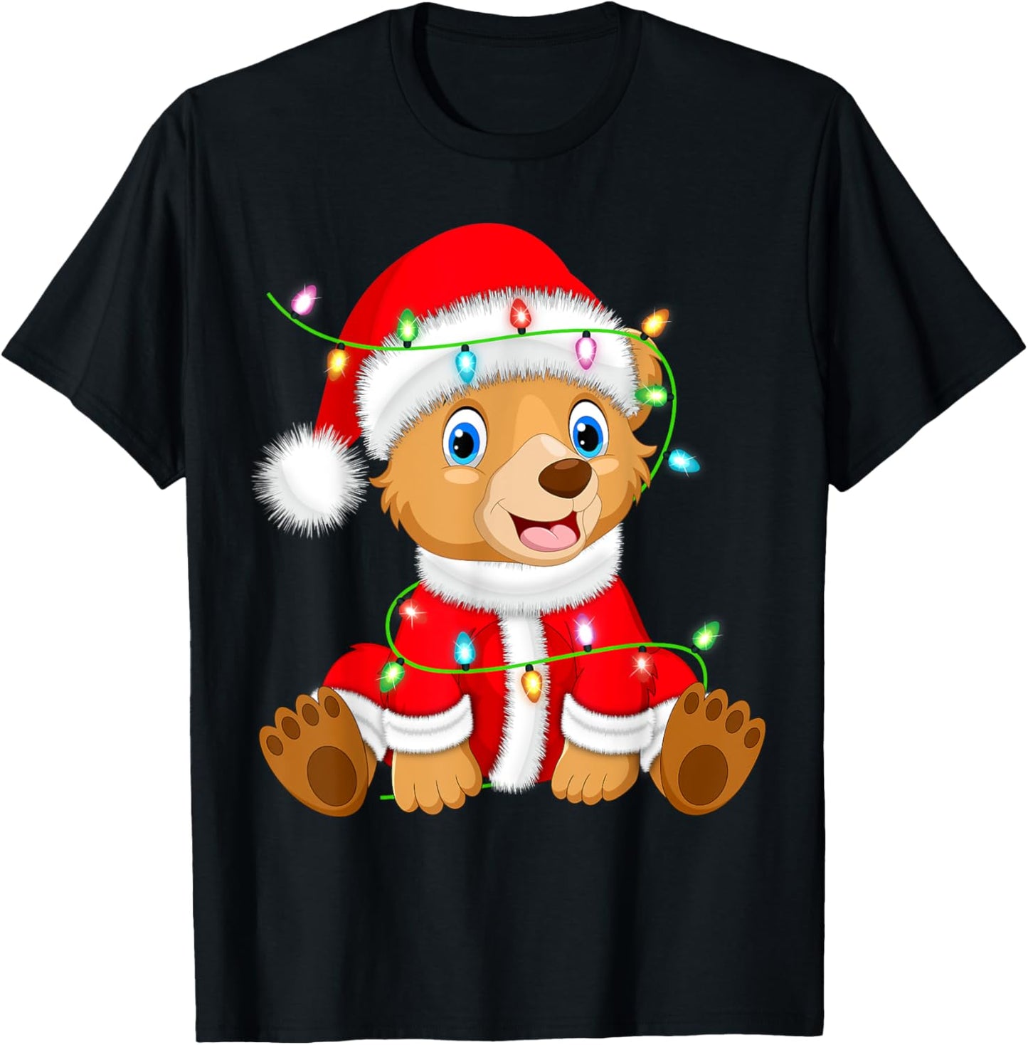 Bear Xmas Lighting Santa Costume Bear Christmas T-Shirt