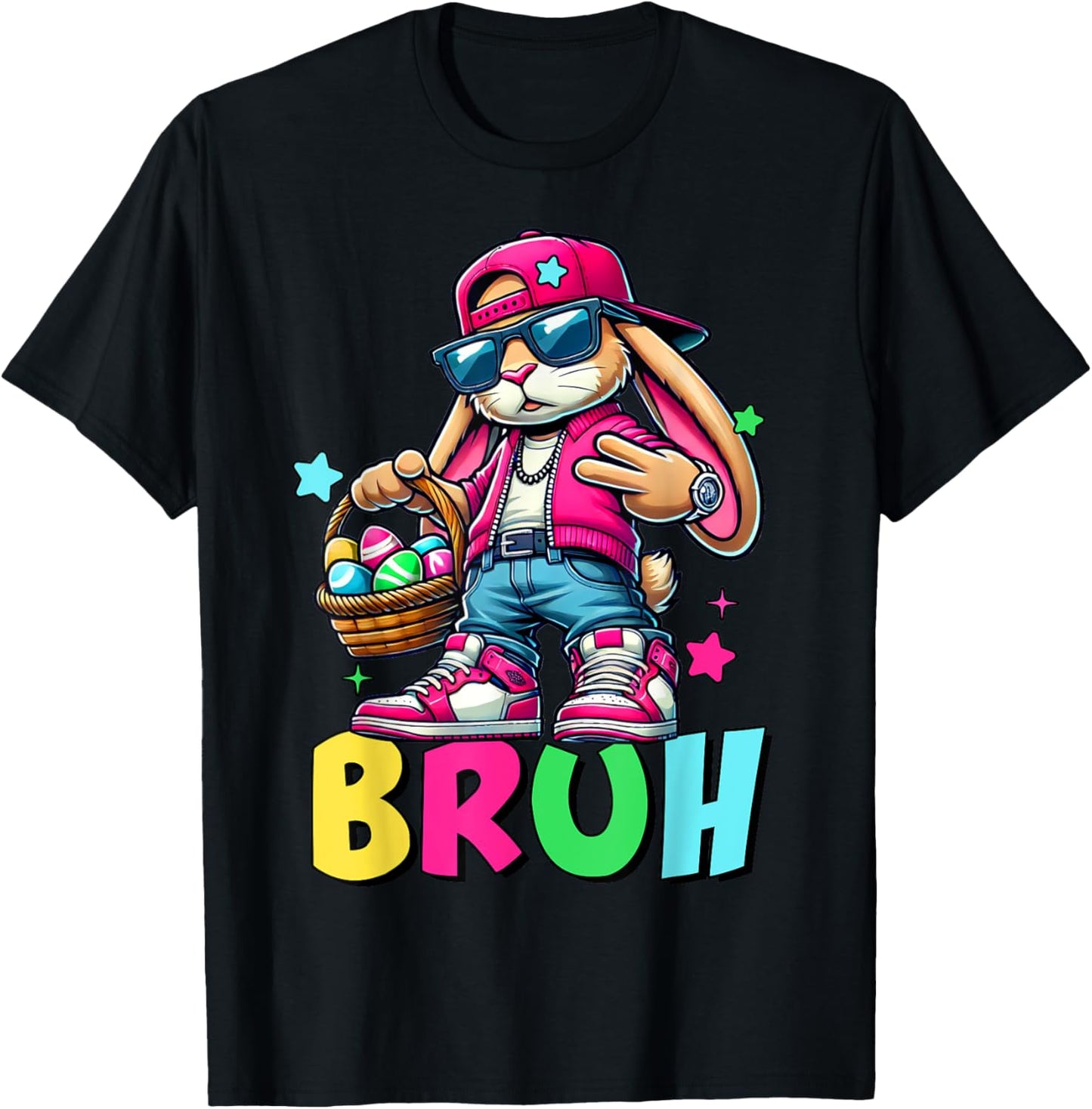 Funny Bruh Meme Easter Day Bunny Eggs Teens Boys Kids Men T-Shirt