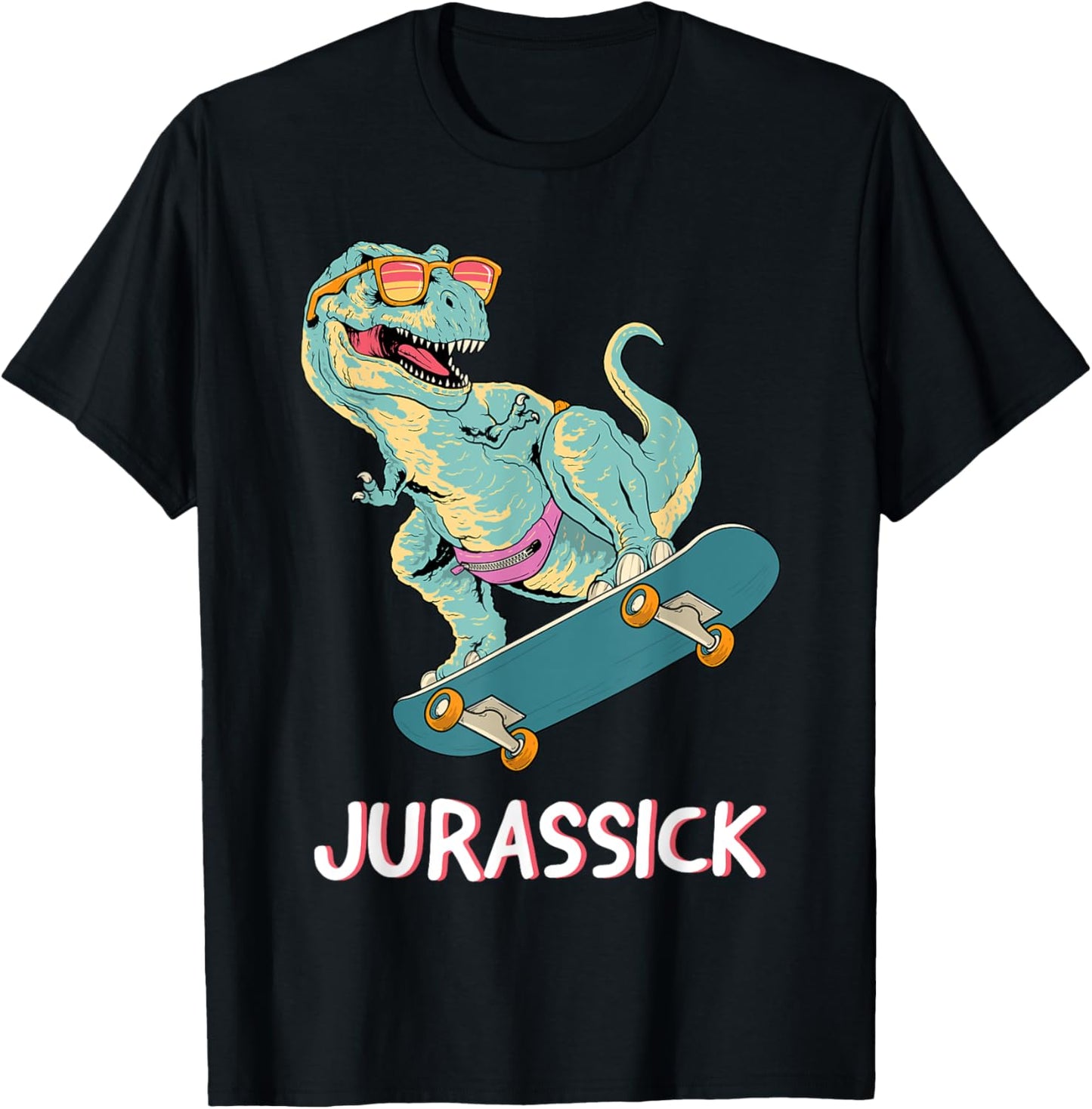 Retro Vintage Skateboard Dinosaur Jurassick Skating Dinosaur T-Shirt