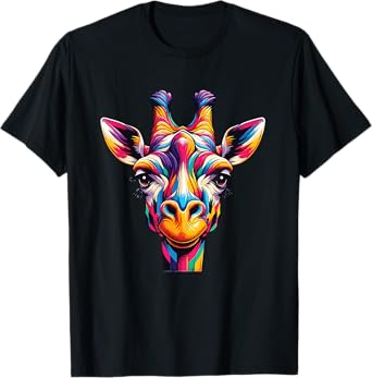 Giraffe rainbow colorful love wild animals zoo jungle T-Shirt