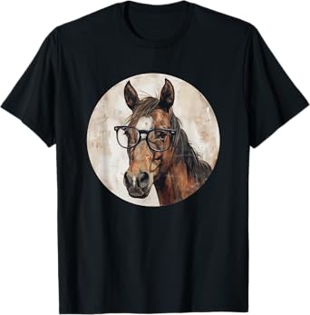 Funny Horse with Glasses Equestrian Riding T-Shirt