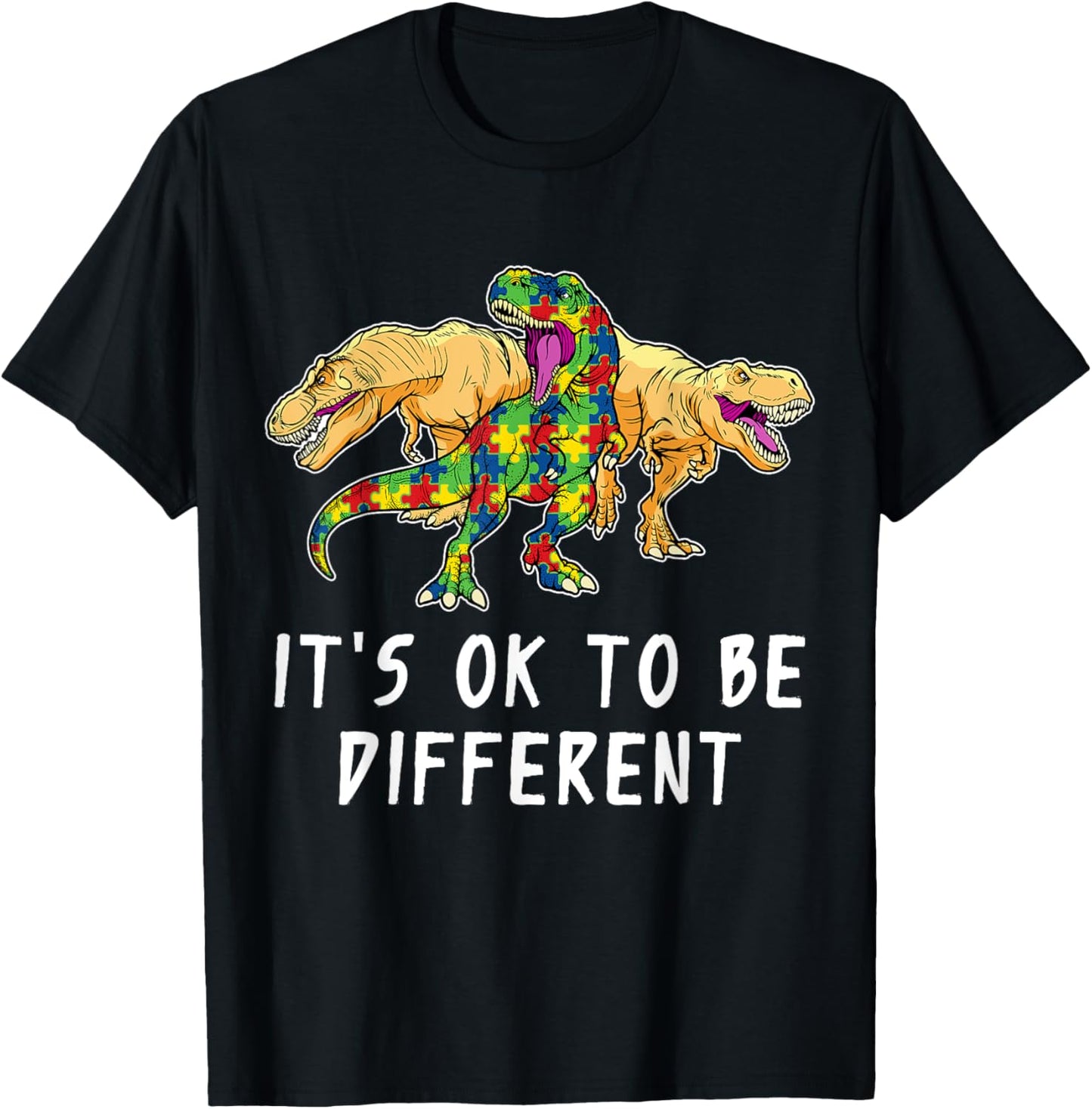 Autism Awareness Dinosaur Lovers Dino Gift Boys Girls Kids T-Shirt