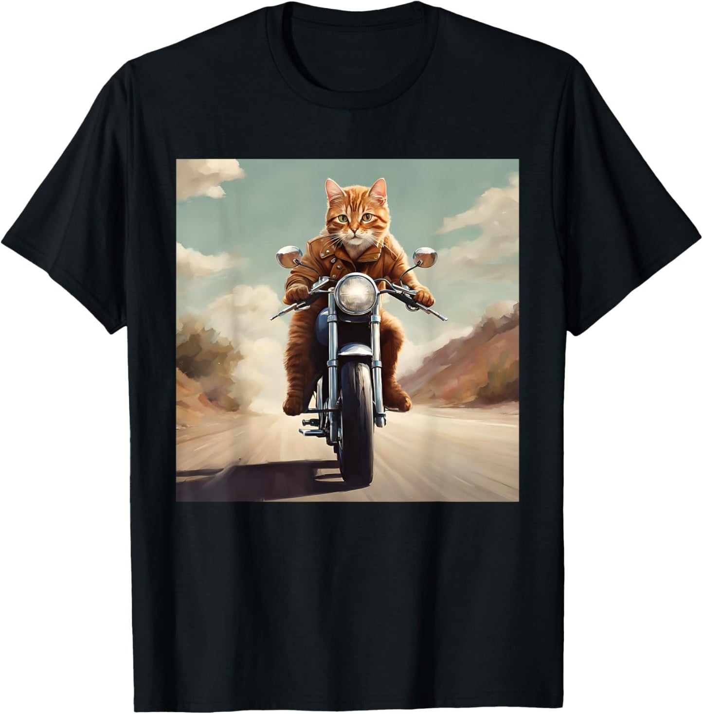 Vintage Cat Motorcycle - Cat Drives Cool Motorcycle T-Shirt