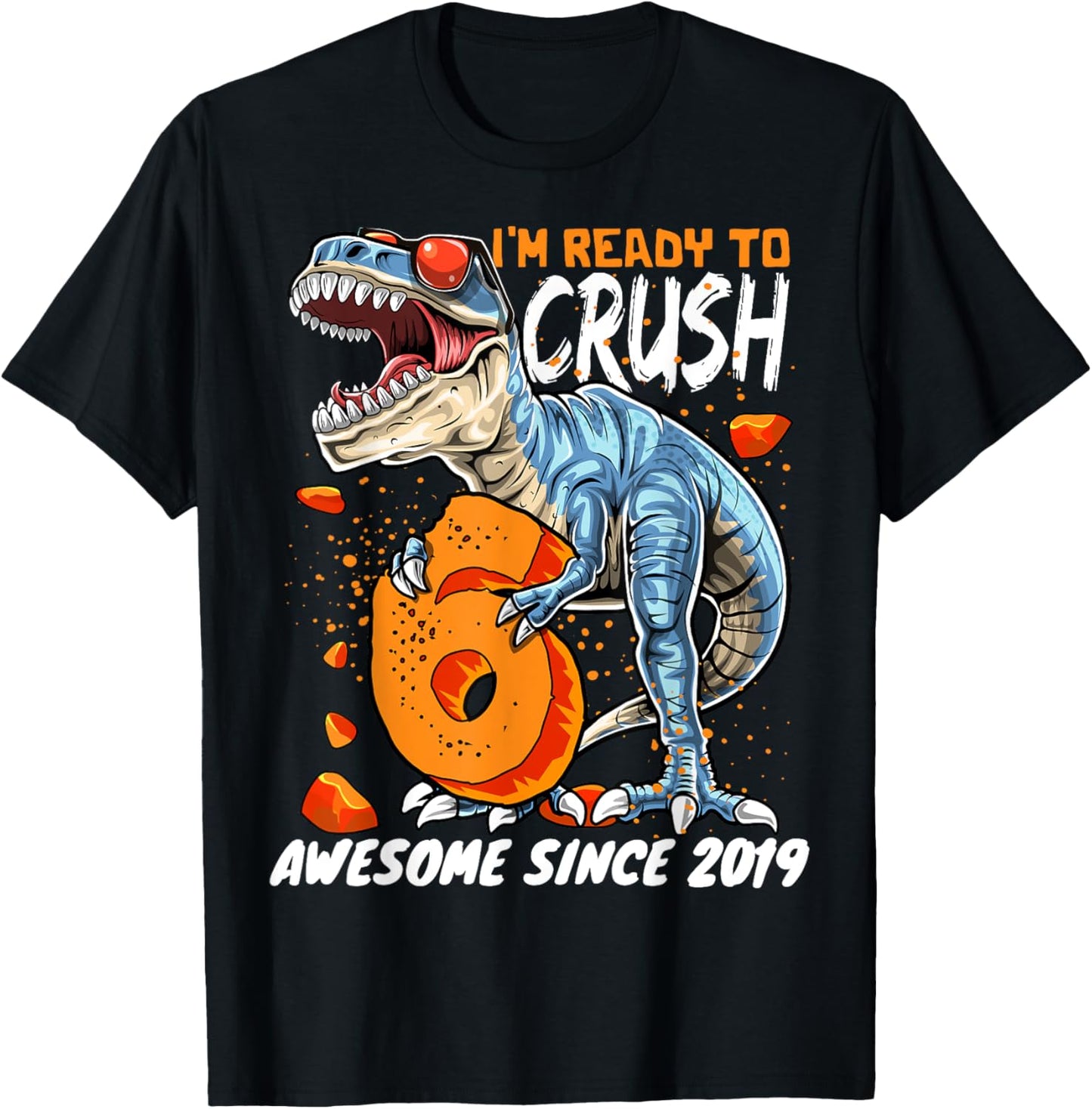6th Birthday T Rex Dinosaur Party Boys Rawr I'm 6 T-Shirt