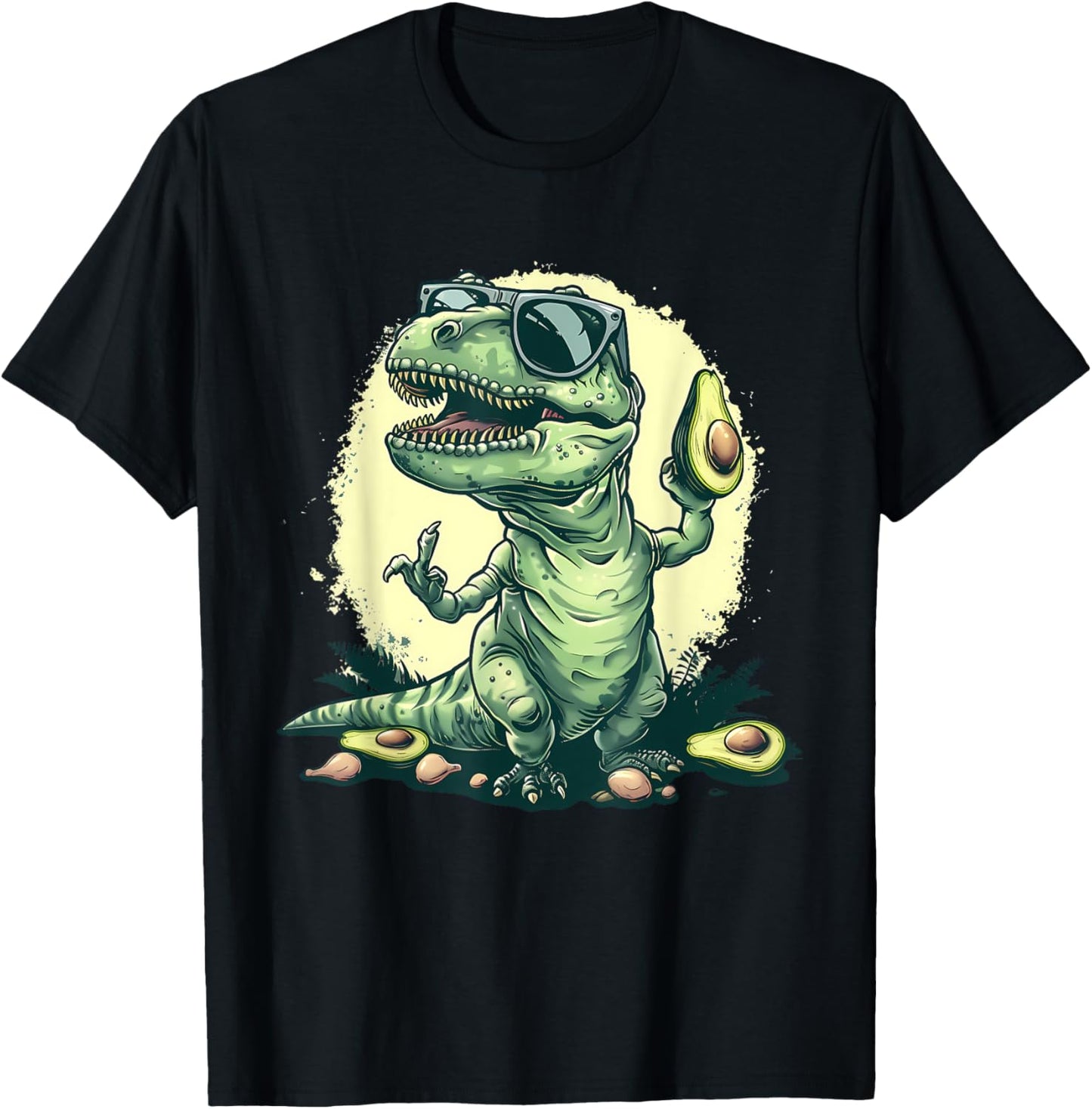 Avocado Dino Sunglasses T-Rex Print Avocado Fruit Artwork T-Shirt