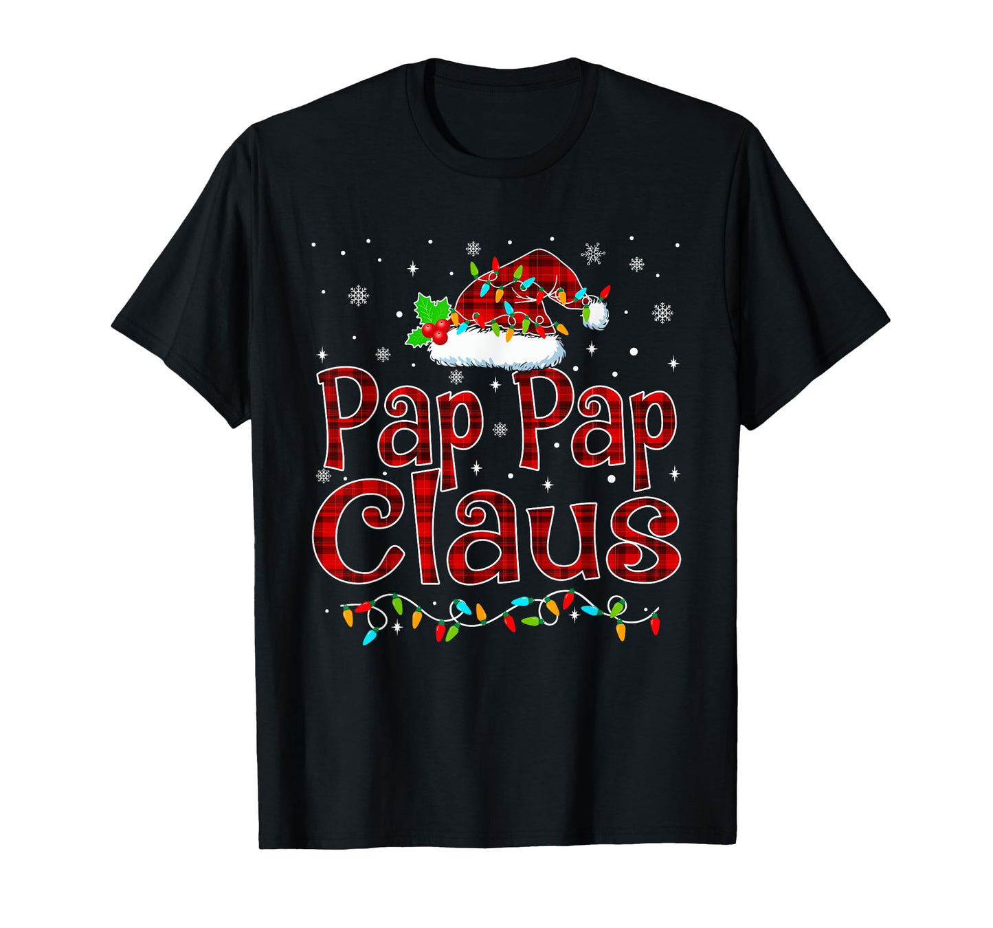 Pap Pap Claus Christmas Pajama Matching Family Xmas Lights T-Shirt