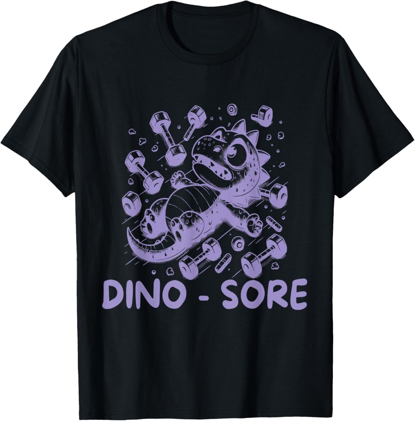 Funny Dinosaur Workout Gag Dino Sore Lifting Gym Womens T-Shirt