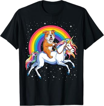 English Bulldog Unicorn T shirt Girls Space Galaxy Rainbow T-Shirt