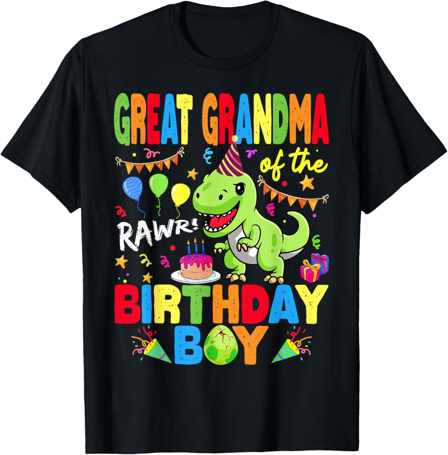 Great Grandma Of The Birthday Boy Dinosaur T-Rex RAWR T-Shirt