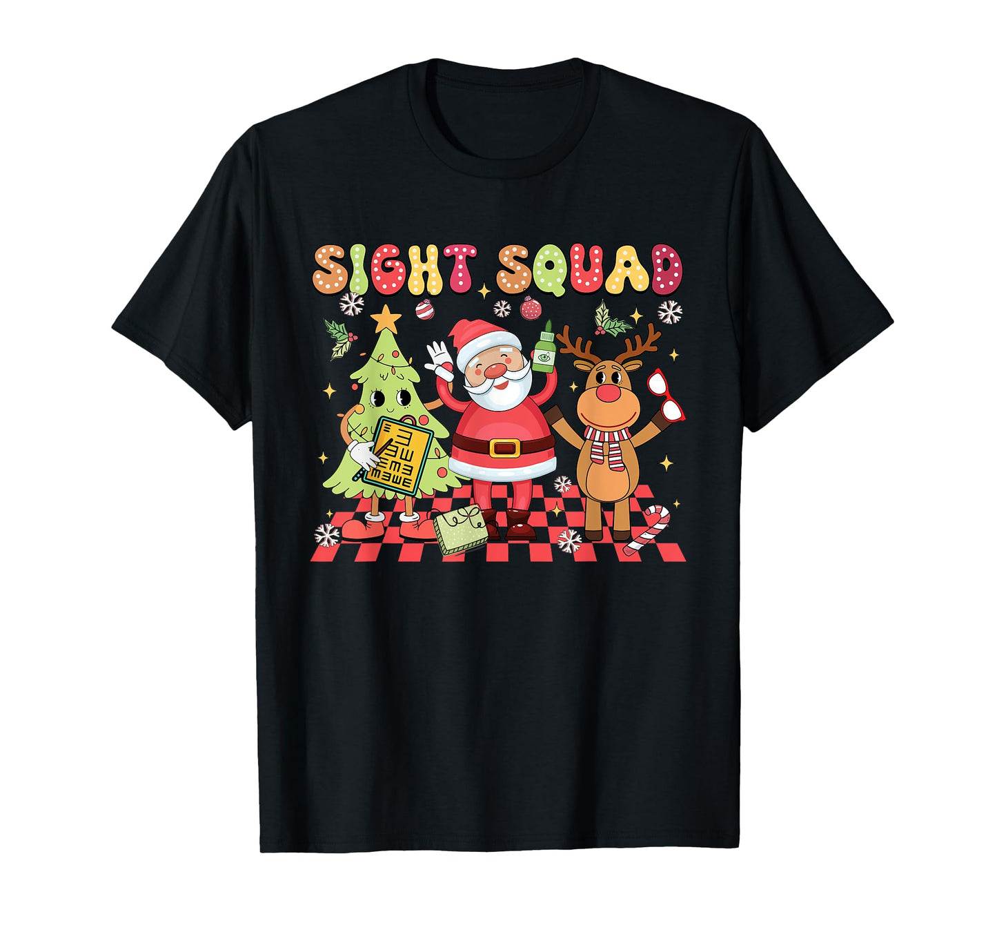 Sight Squad Christmas Optometry Ophthalmologist Crew T-Shirt