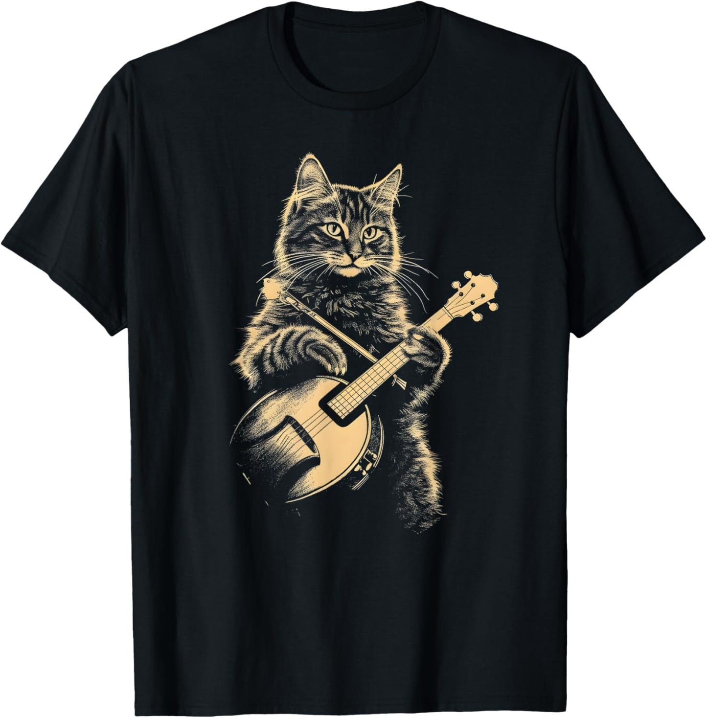 Banjo Cat Retro Funny Cat Playing the Banjo T-Shirt