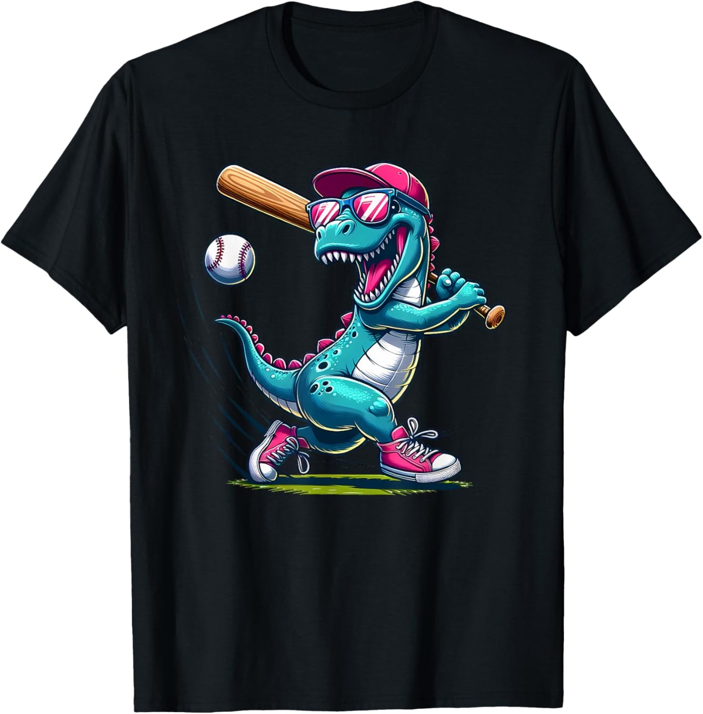 Funny Baseball Dinosaur Boy Player Sport Love T-Rex Girl T-Shirt