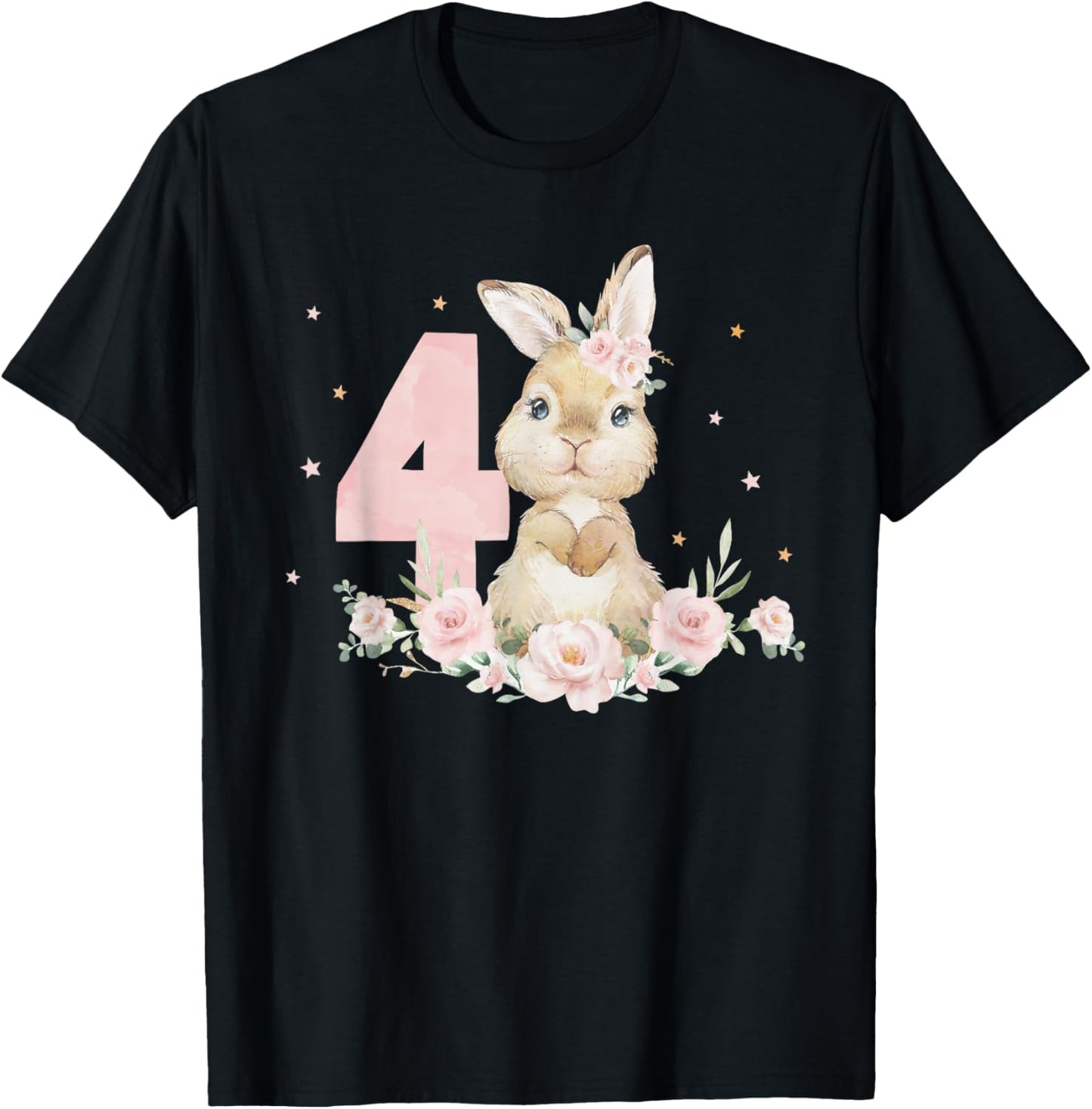Adorable Rabbit Bunny 4th Birthday Outfit Girl 4 Year Old T-Shirt