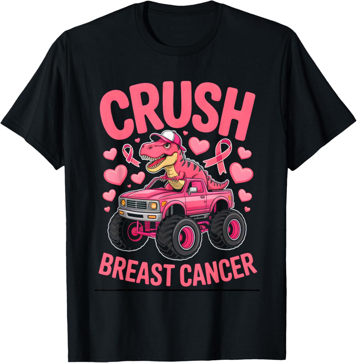 Crush Breast Cancer Awareness Monster Truck Toddler Boy Kids T-Shirt