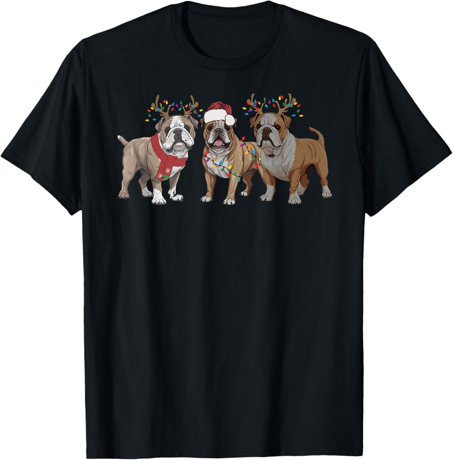 English Bulldog Christmas New Year Dog Mom Dad Kids Family T-Shirt