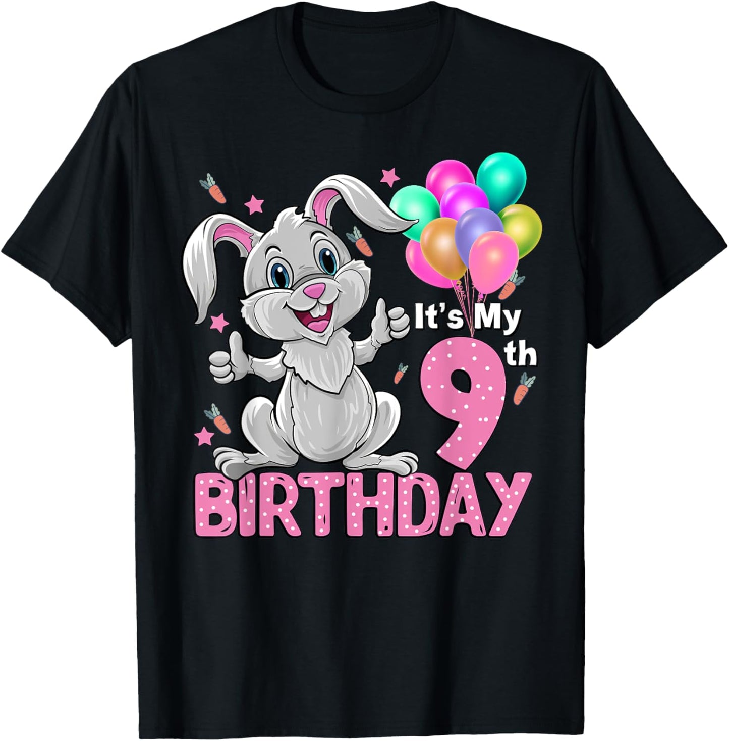 It's My 9th Birthday Rabbit 9th Birthday 9 Years Old Girl T-Shirt