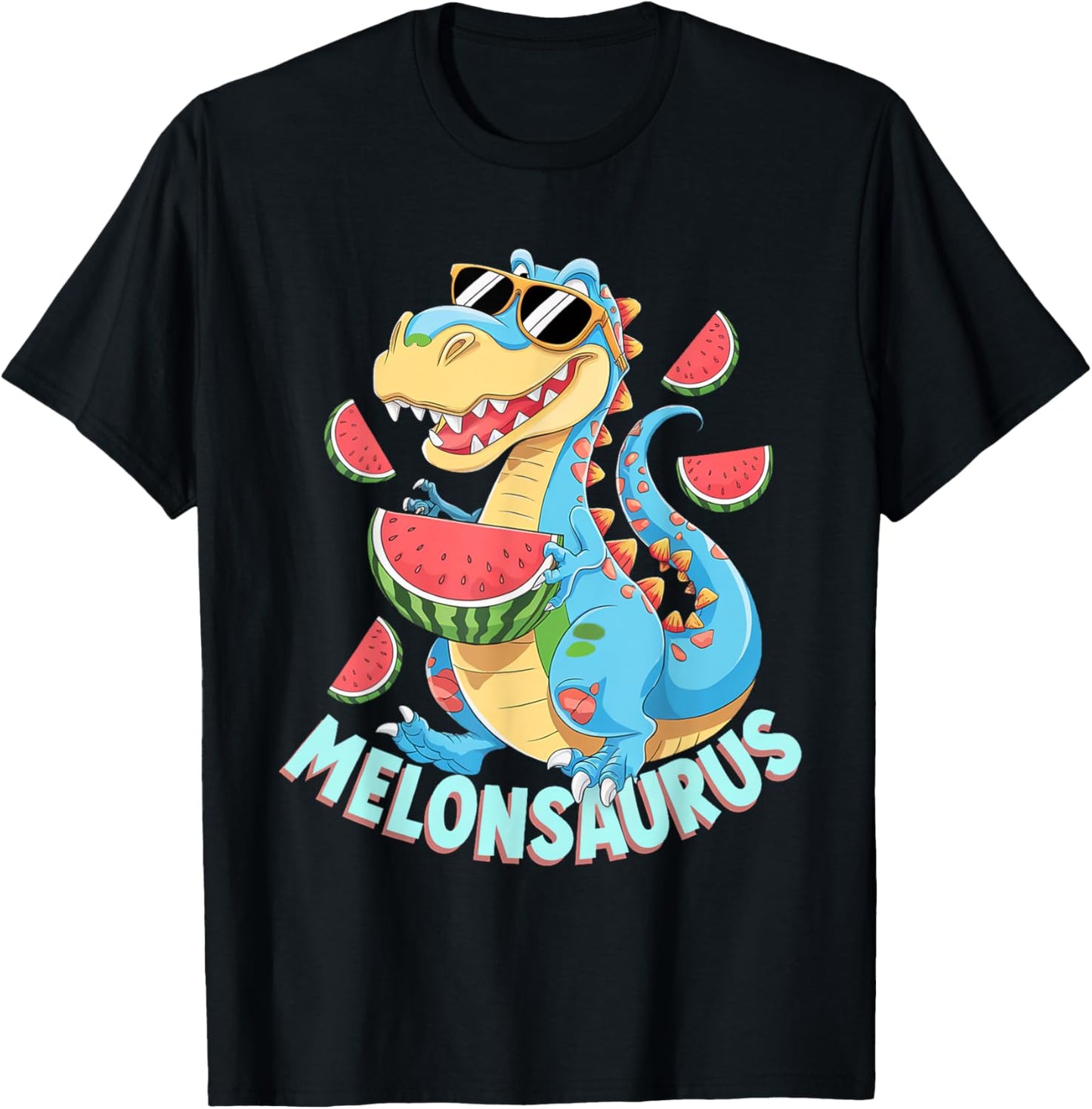 Melonsaurus Watermelon Dinosaur Summer Tropical Fruits Funny T-Shirt