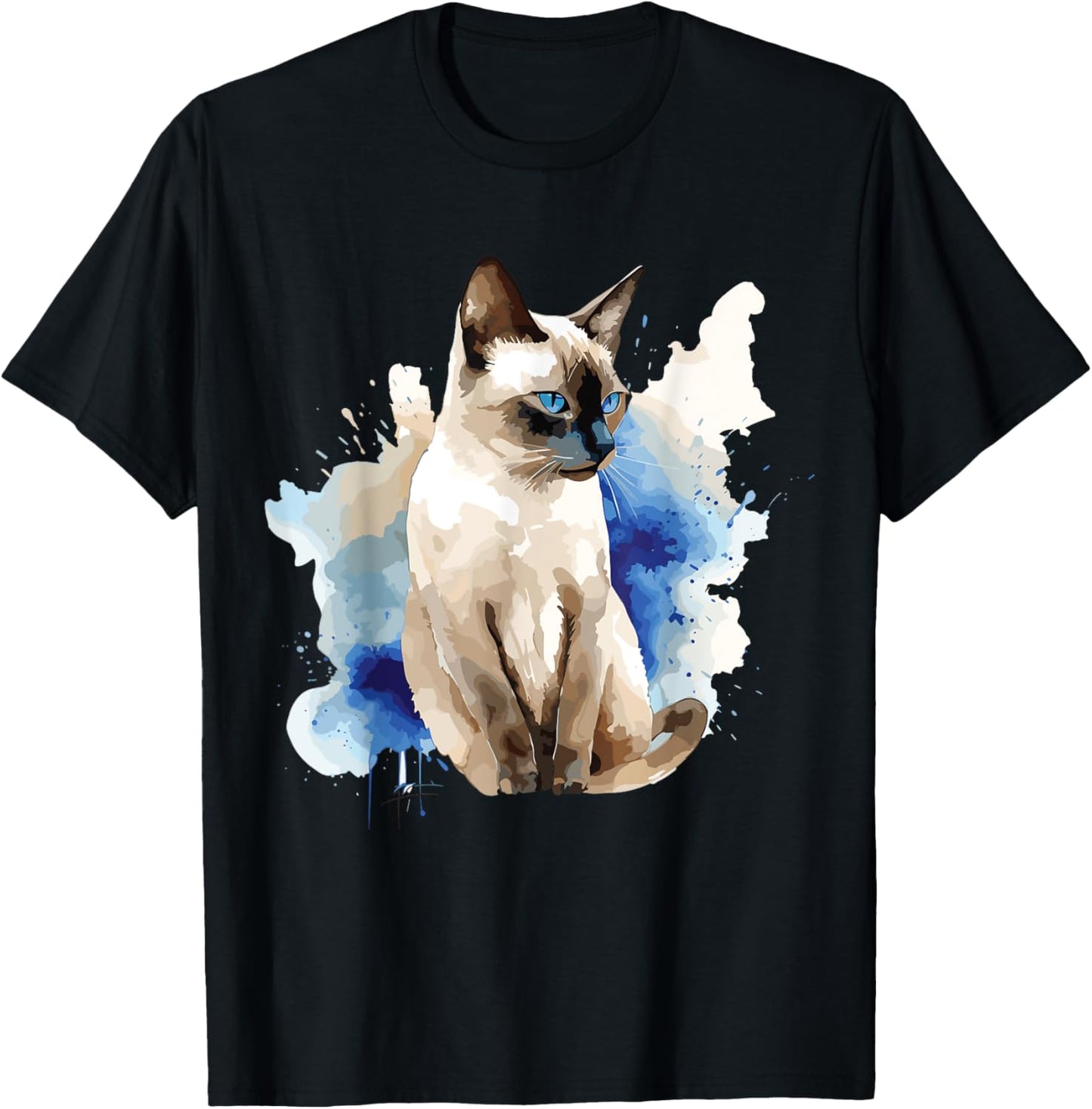 Siamese Painting Watercolor Kitten Cat Lover Siamois Kitty T-Shirt