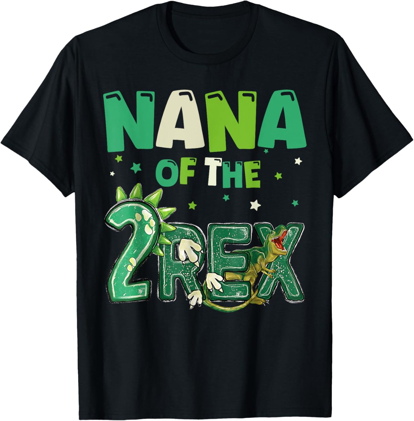 Nana of the Two Rex Birthday Dinosaur Family Matching T-Shirt