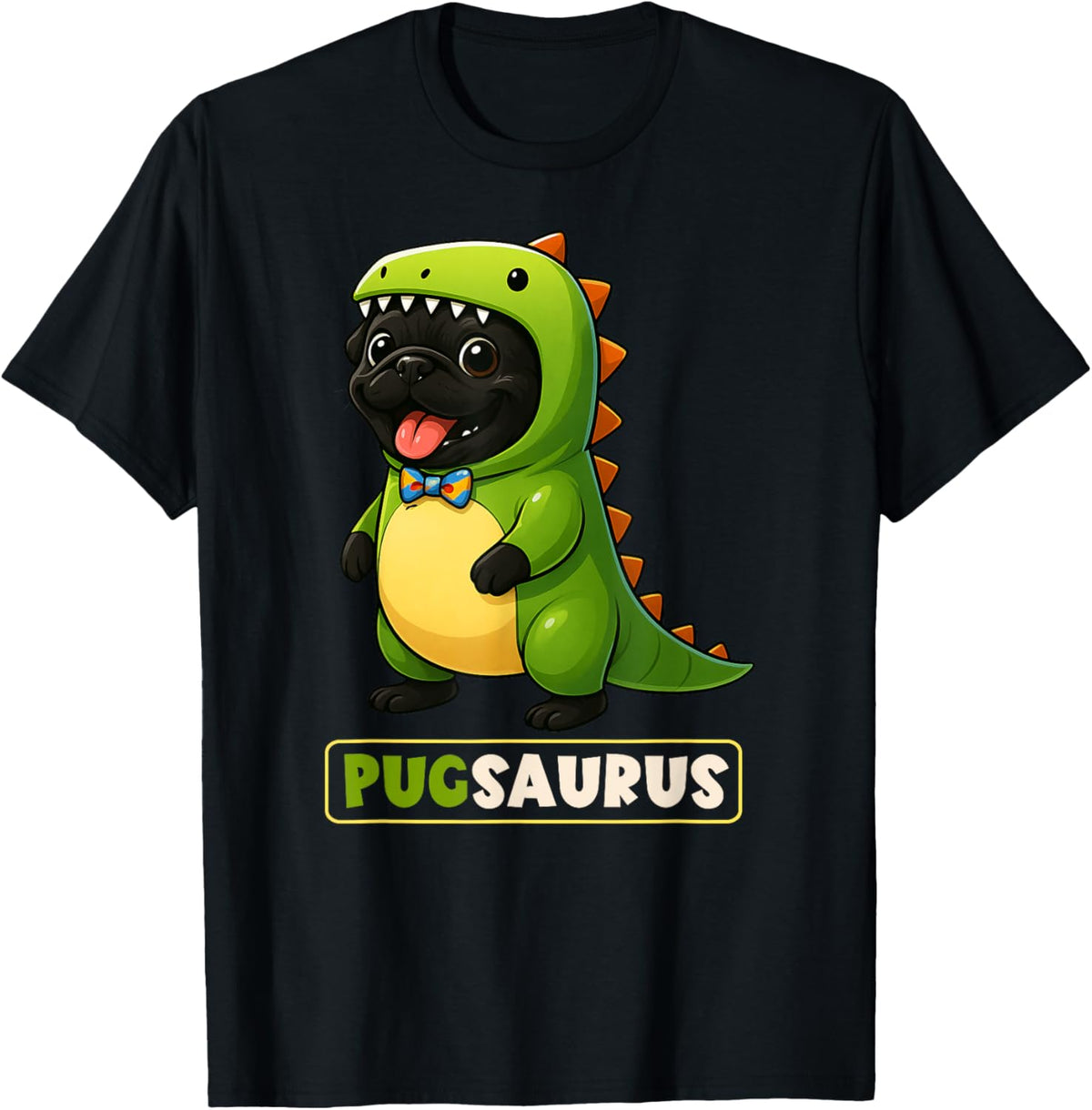 Black Pug Dinosaur Costume Pugsaurus Trex Mom Dad Kids T-Shirt