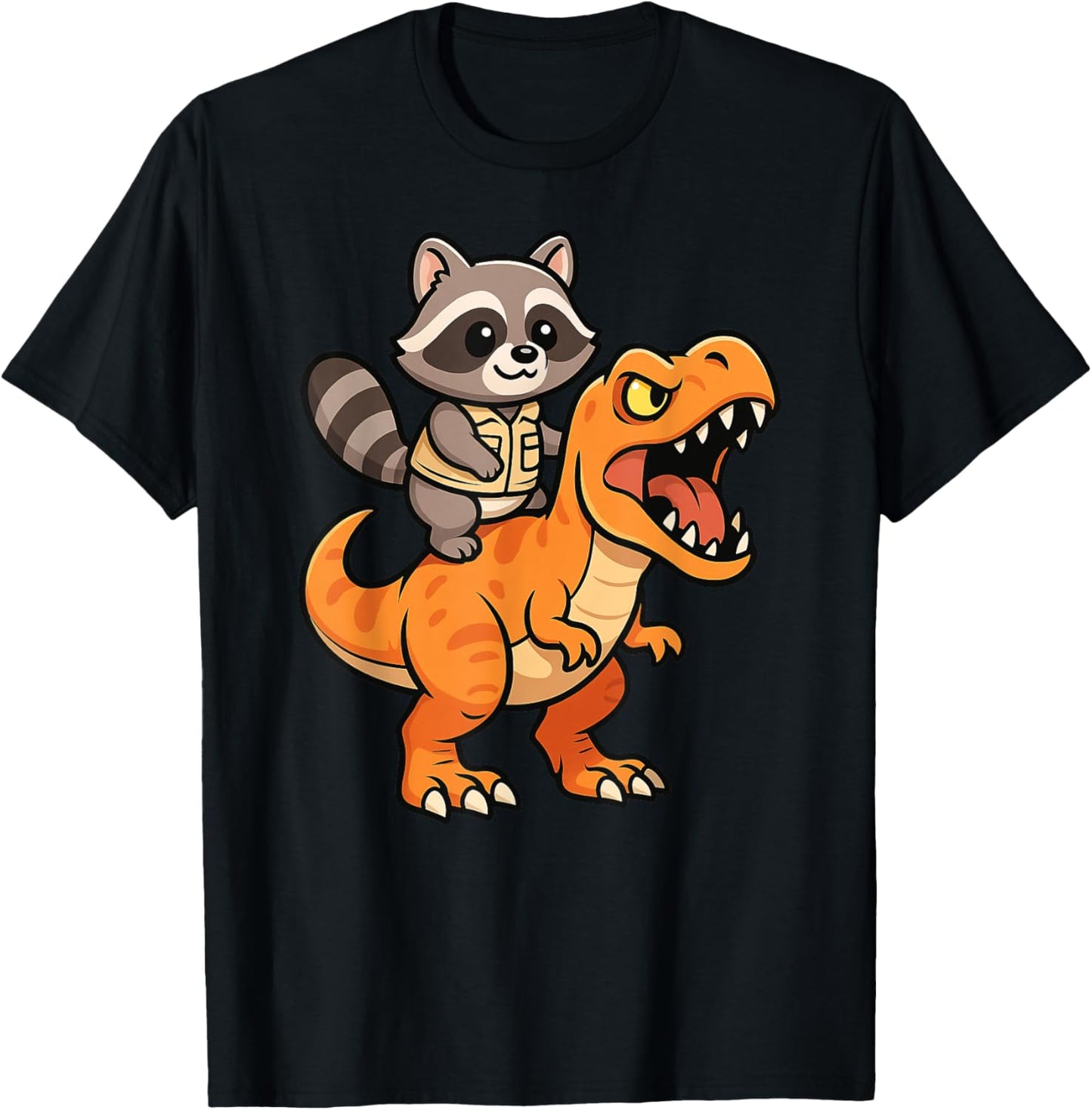 Funny Raccoon Dinosaur Trex Zoo Animal Lover Boys Girls Kids T-Shirt