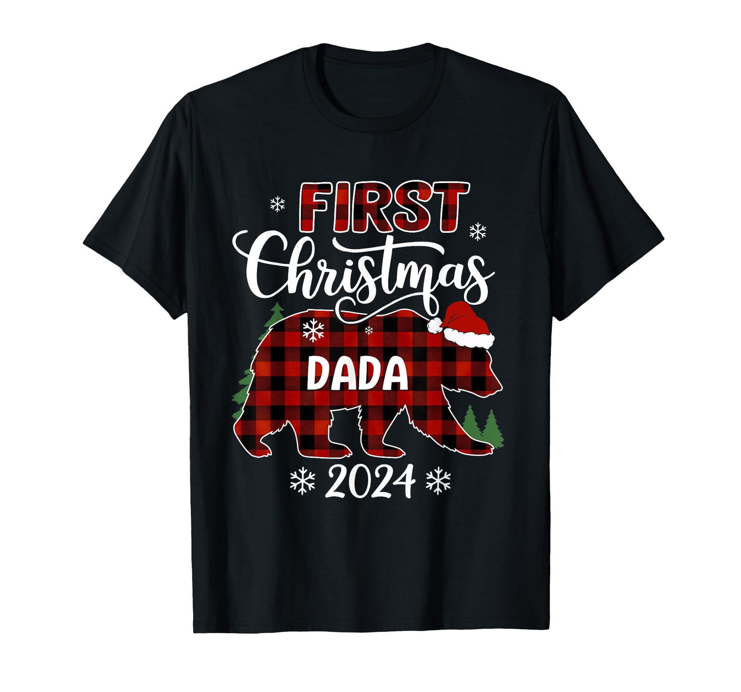 First Christmas Dada Buffalo Plaid Bear Christmas Party T-Shirt