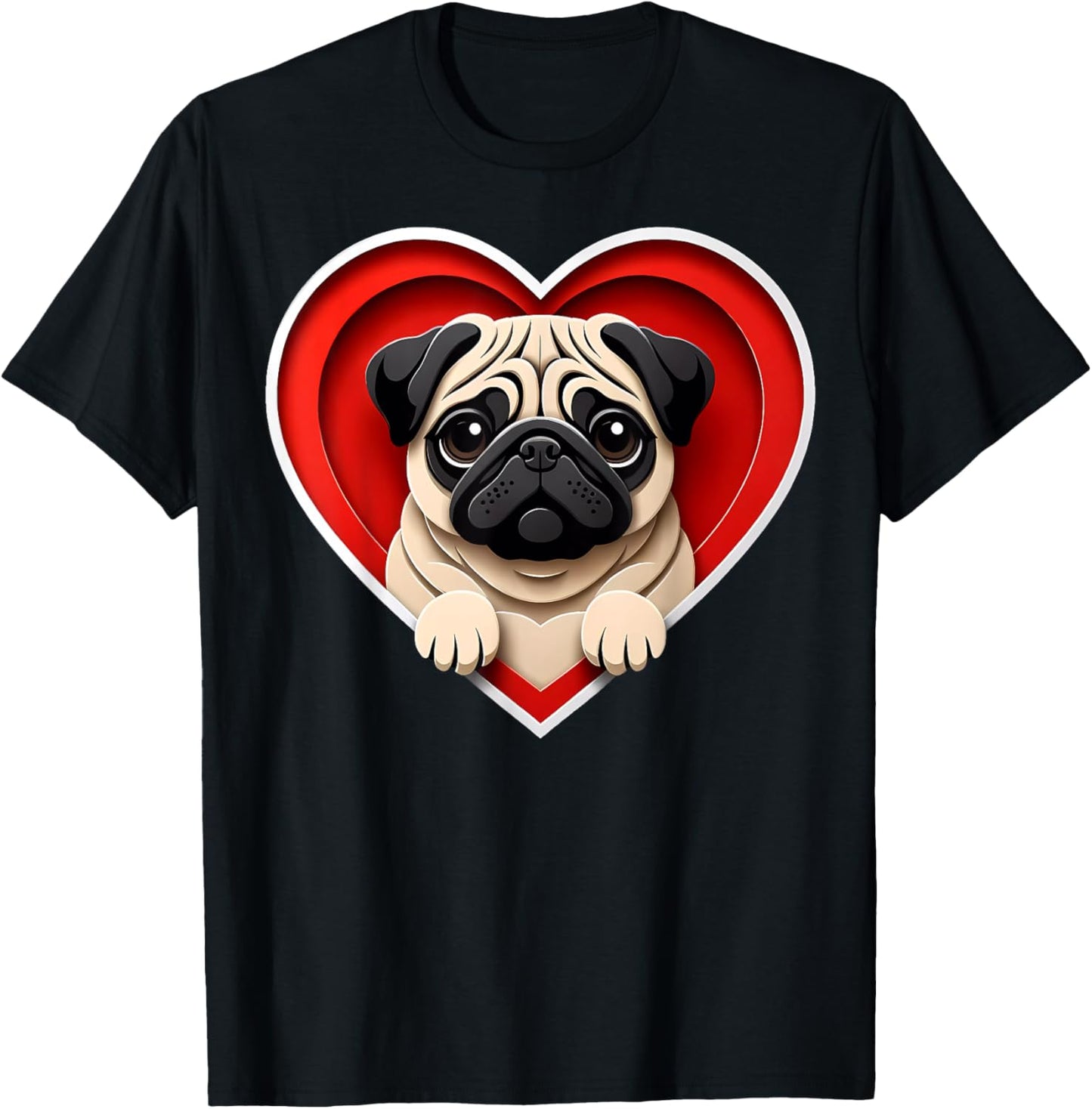 Pug Heart Cute Puppy Dog Lover Shelter or Rescue Volunteer T-Shirt