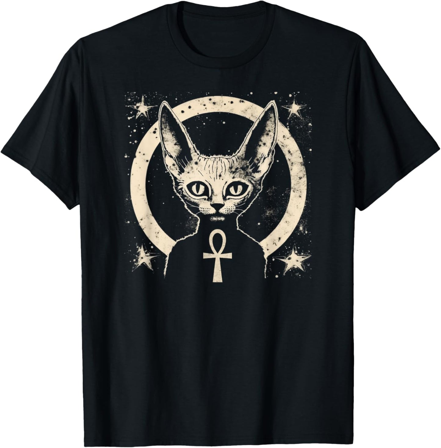 Hairless Sphynx Cat With Ankh Egyptian Spiritual Guardian T-Shirt