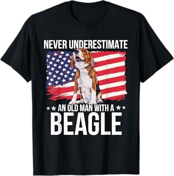 Never Underestimate An Old Man With A Beagle Funny Pet Lover T-Shirt