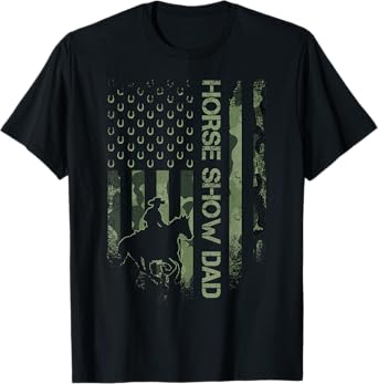 Vintage USA Camouflage Horse Show Dad, Horseback Riding T-Shirt