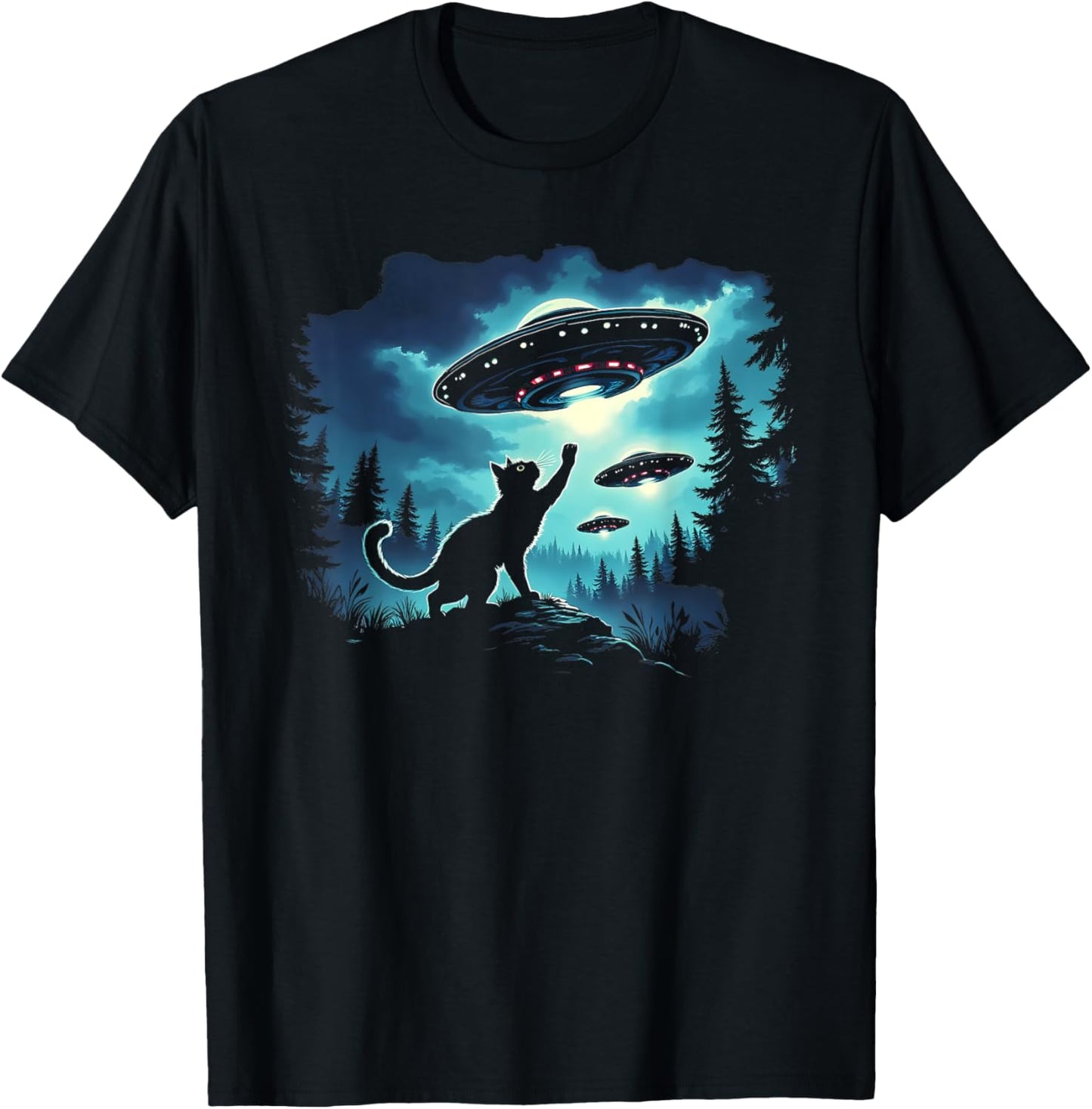Alien Cat Playing With Ufo T-Shirt