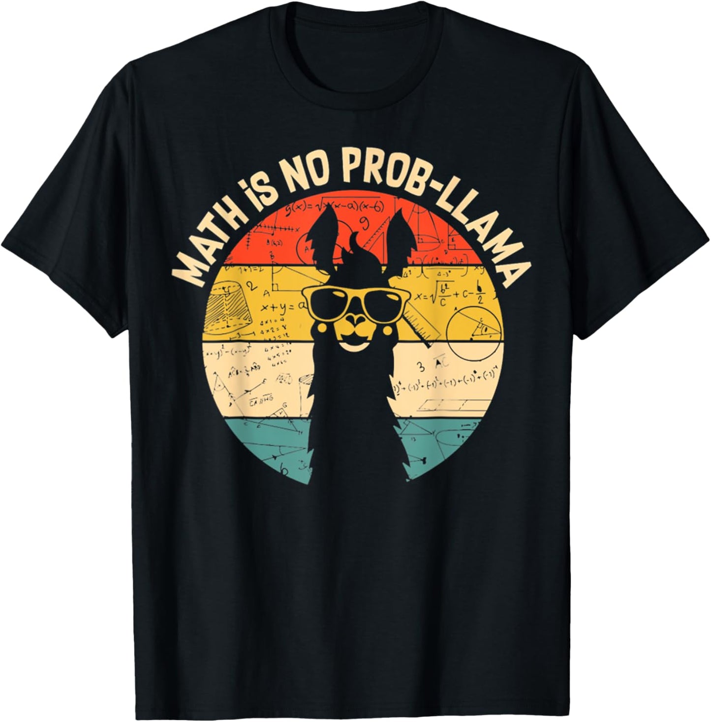 Retro Vintage Math is No Prob-Llama Funny Math Teacher T-Shirt