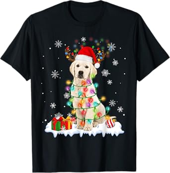 Funny Santa Labrador Retriever Christmas Light Dog Xmas 2025 T-Shirt